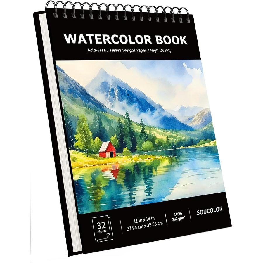 Soucolor 11x14 in Black Hardcover Watercolor Pad, 32 Sheets — view 2
