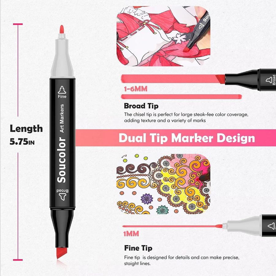 Soucolor 120 Dual Tip Alcohol Markers with Stand and Case — view 2