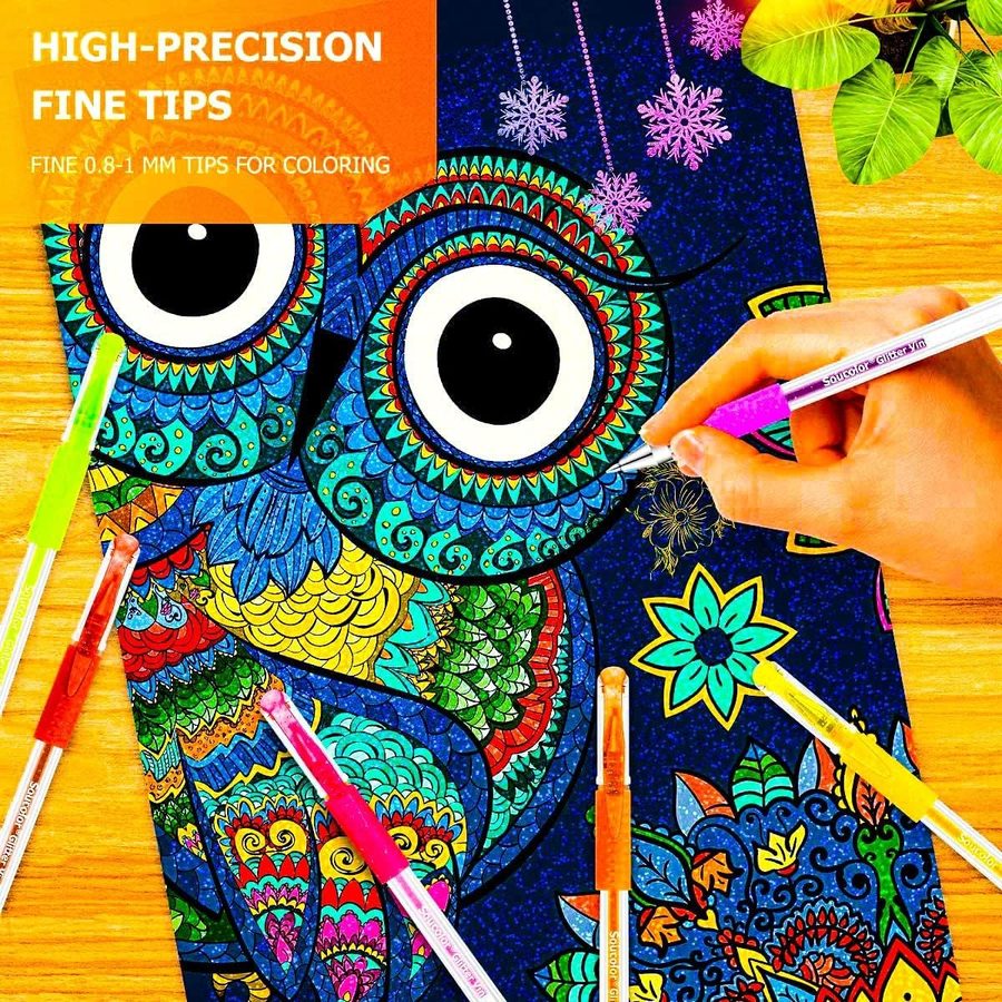 Soucolor 120-Pack Glitter Gel Pens with Refills, Pink Case — view 5