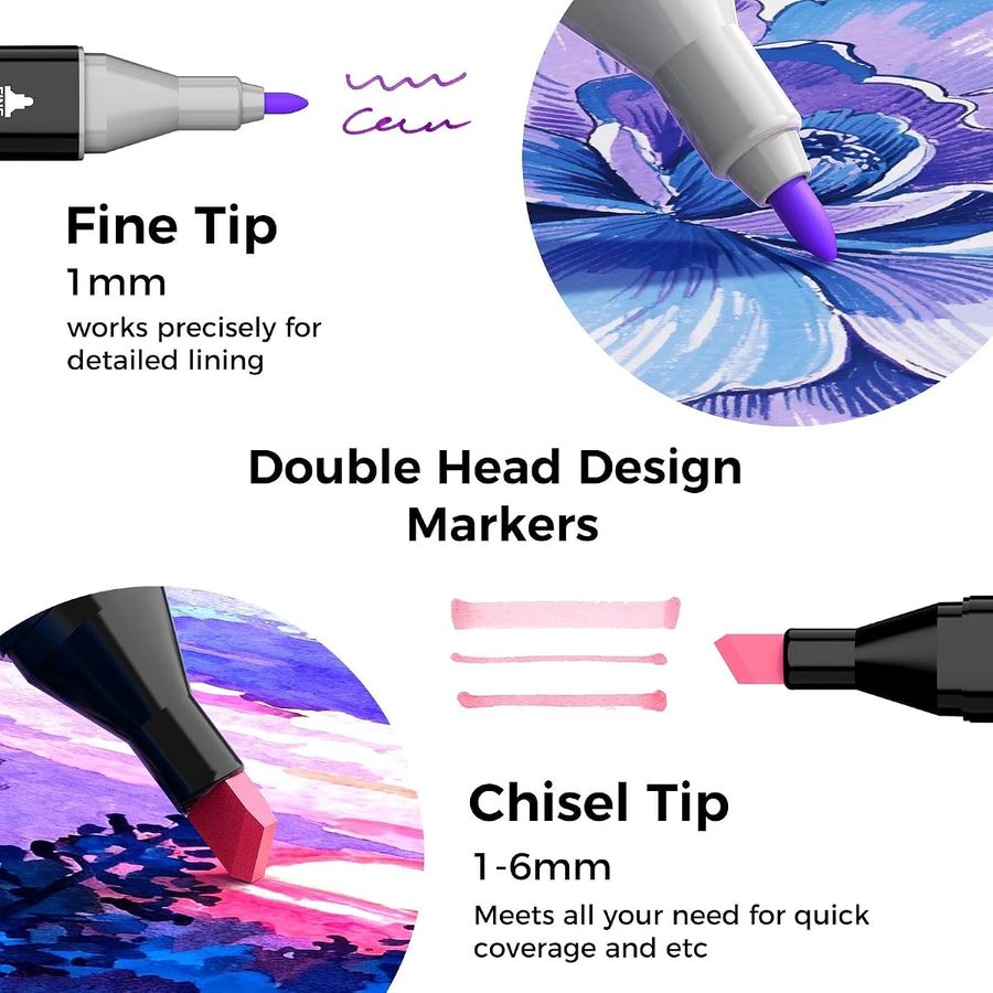 Soucolor 168 Refillable Alcohol Markers with Stand and Case — view 2