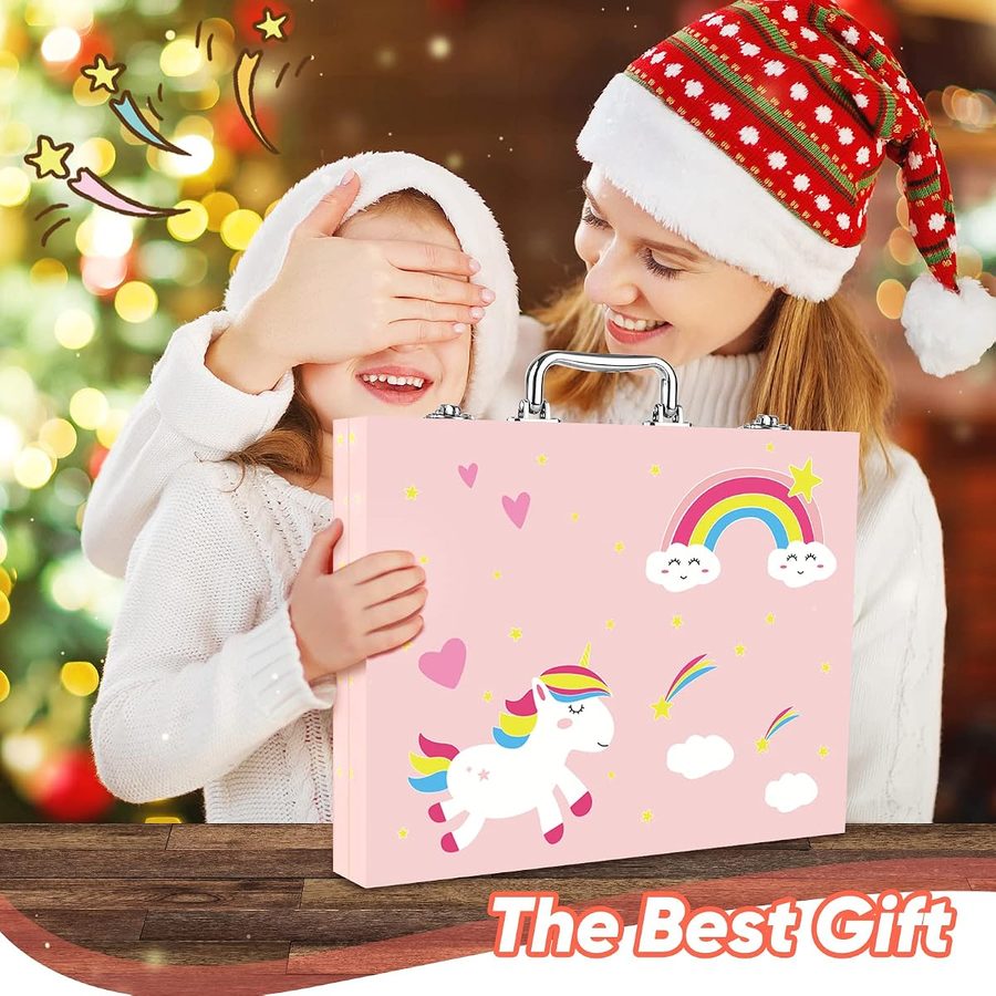 Soucolor 183-Piece Art Set in Pink Wooden Case — view 2