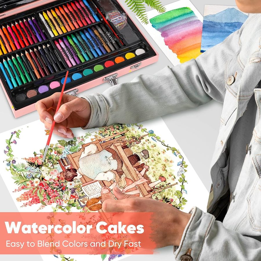 Soucolor 183-Piece Art Set in Pink Wooden Case — view 5