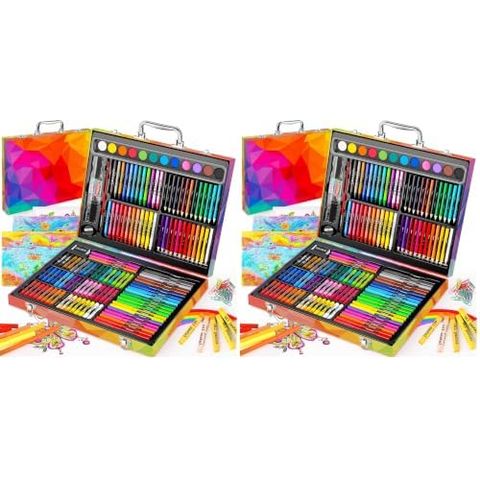 Soucolor 183-Piece Art Kit in Wooden Case, 2-Pack