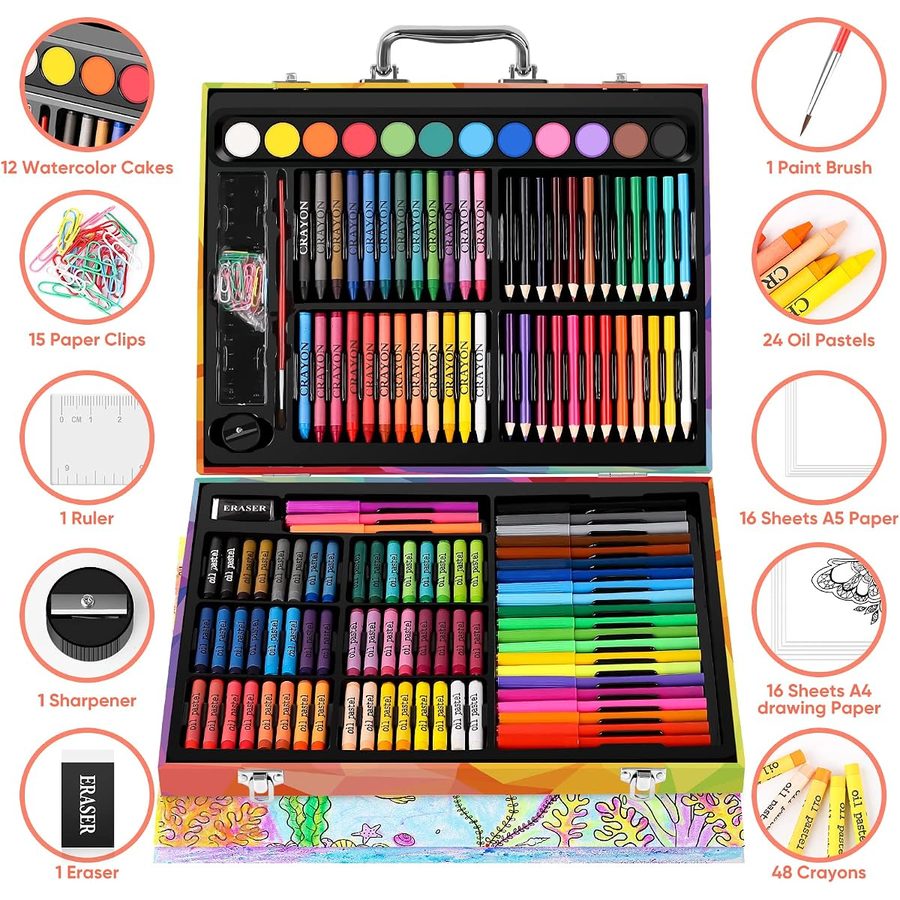 Soucolor 183-Piece Art Kit in Wooden Case, 2-Pack — view 3