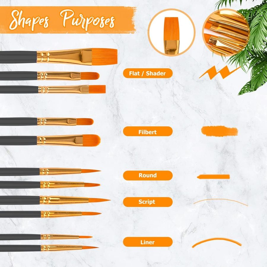 Soucolor Pointed Tip Paint Brushes, 20 Pieces in 10 Sizes — view 3