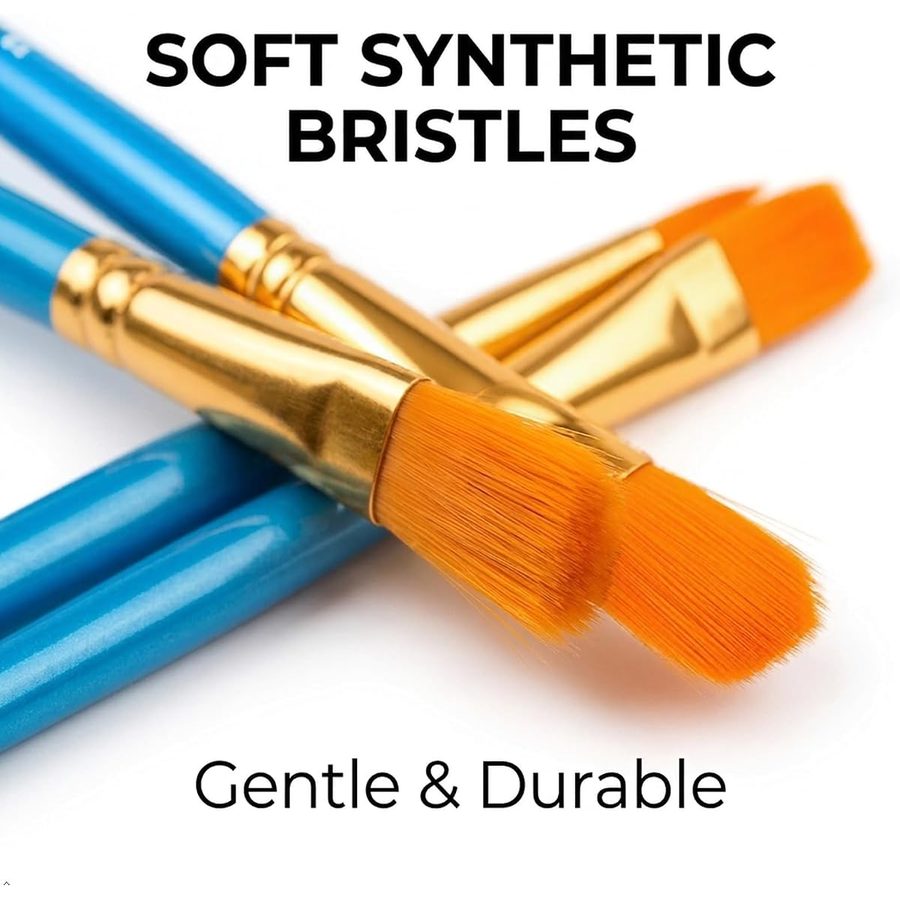 Soucolor 20-Piece Pointed Tip Paint Brushes Set, Blue Handles — view 3