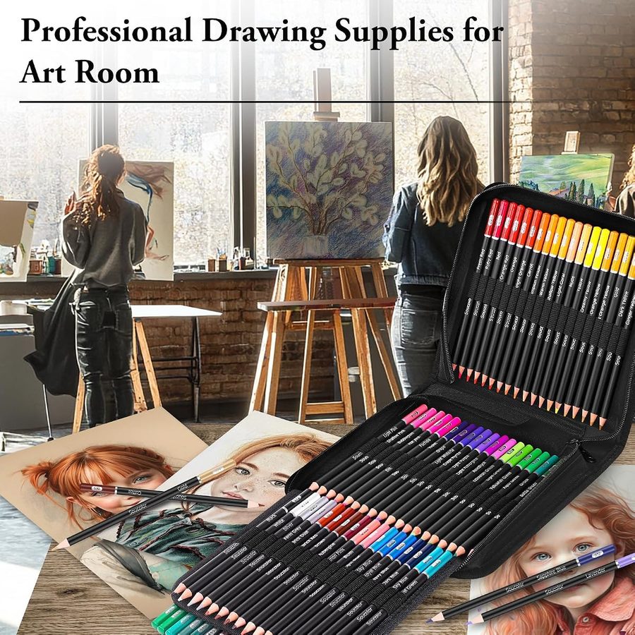 Soucolor 72-Color Soft Core Colored Pencils with Zipper Case — view 3