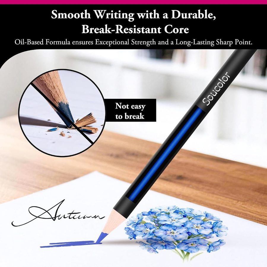 Soucolor 72 Colored Pencils with 9x12 in Black Sketchbook Set — view 5