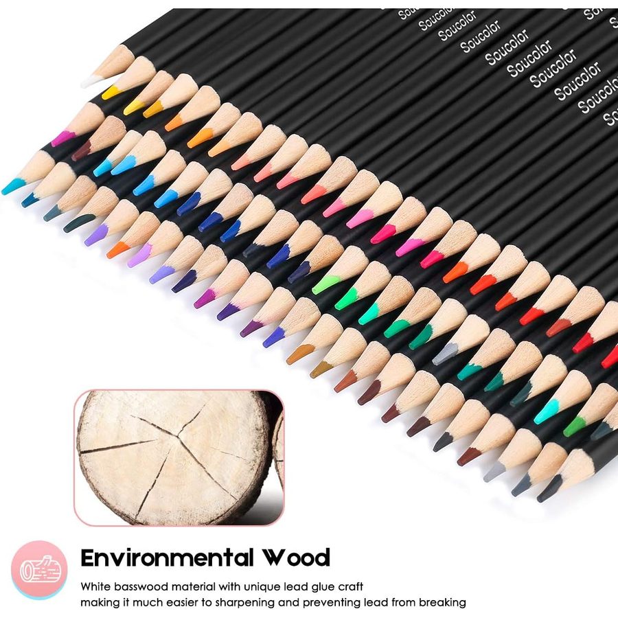Soucolor 72 Colored Pencils Set with Cylinder Case — view 3