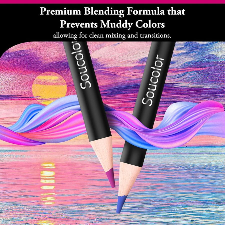 Soucolor 72 Colored Pencils, Soft Core, Numbered and Named — view 5