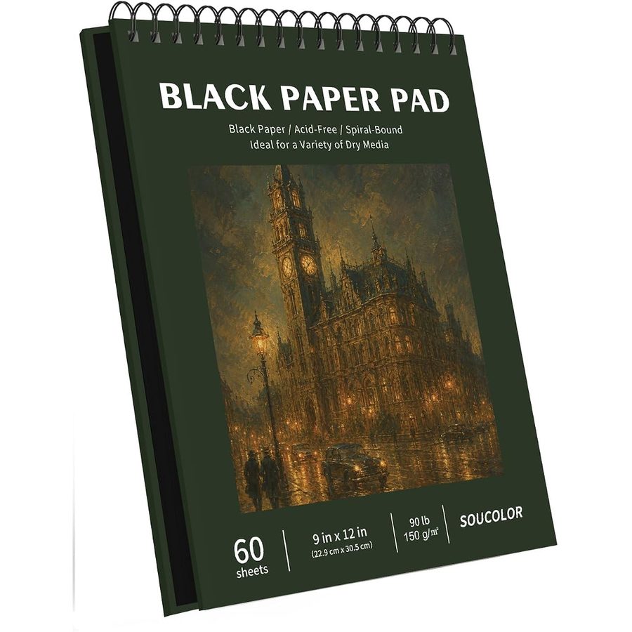 Soucolor 9x12 in Black Hardcover Sketchbook, 60 Sheets 150gsm — view 2