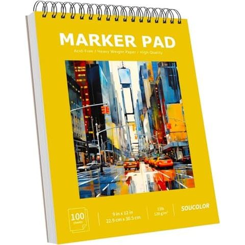 Soucolor 9x12 in Bleedproof Marker Paper Pad, 100 Sheets, Yellow