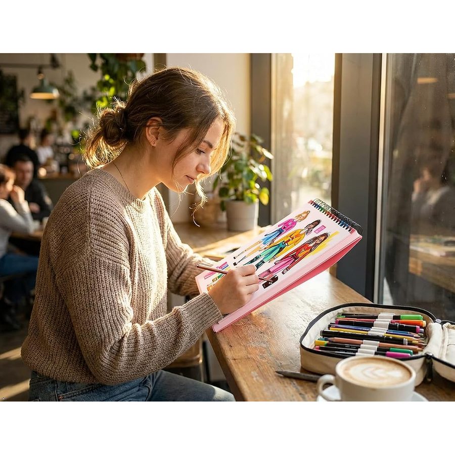 Soucolor 9x12 in Pink Sketchbook 2-Pack, 200 Sheets Total — view 2