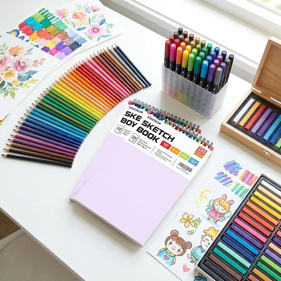 Soucolor 9x12 in Purple Sketch Book 2-Pack, 200 Sheets Total — view 4