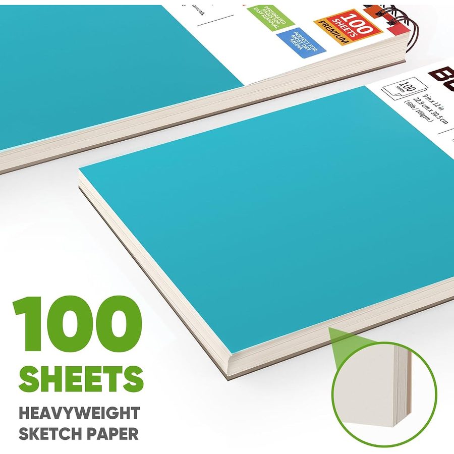 Soucolor 9x12 in Sketchbook, 100 Sheets, Aqua Sky Cover — view 5