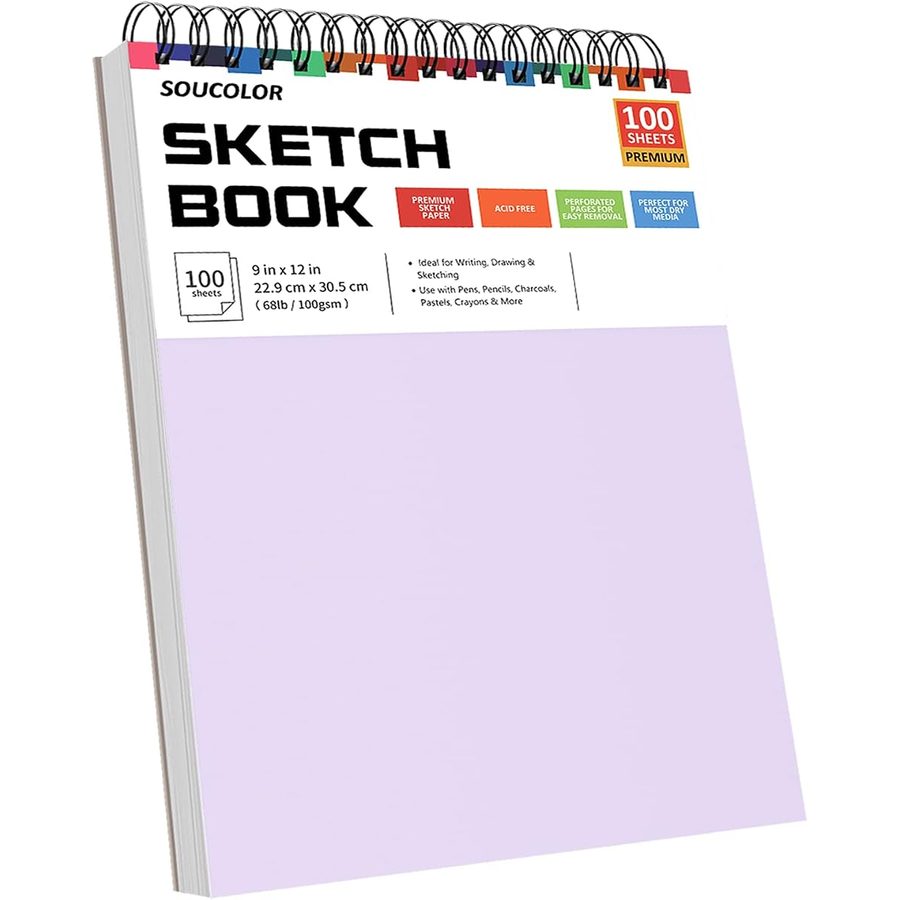 Soucolor 9x12 in Sketch Book 2-Pack, Blue & Purple Covers — view 2
