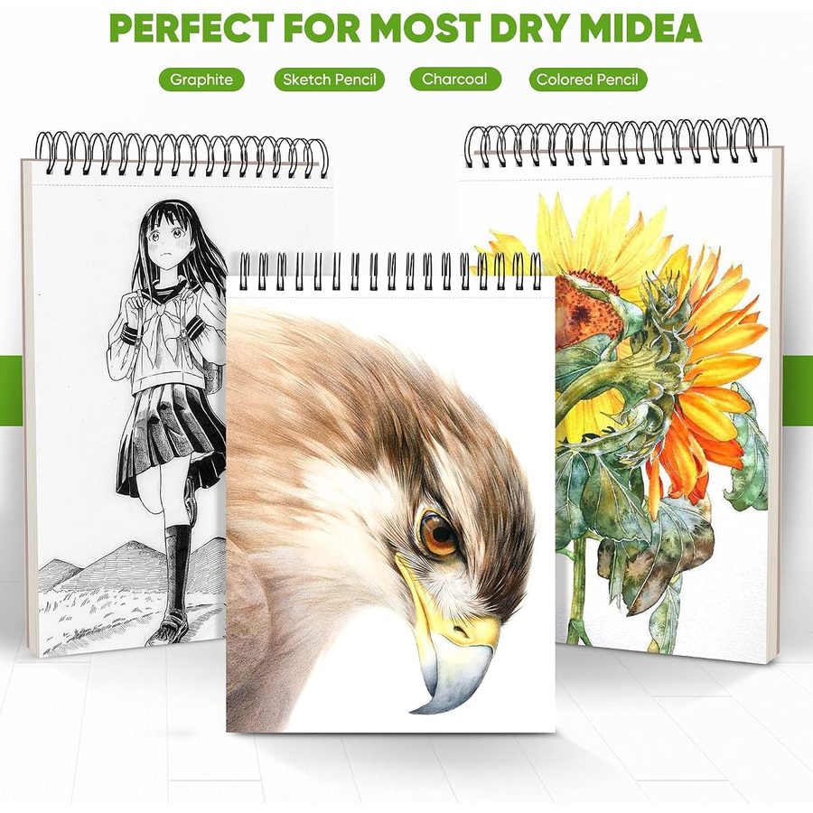 Soucolor 9x12 in Spiral Sketch Book, 100 Sheets, Yellow Cover — view 5
