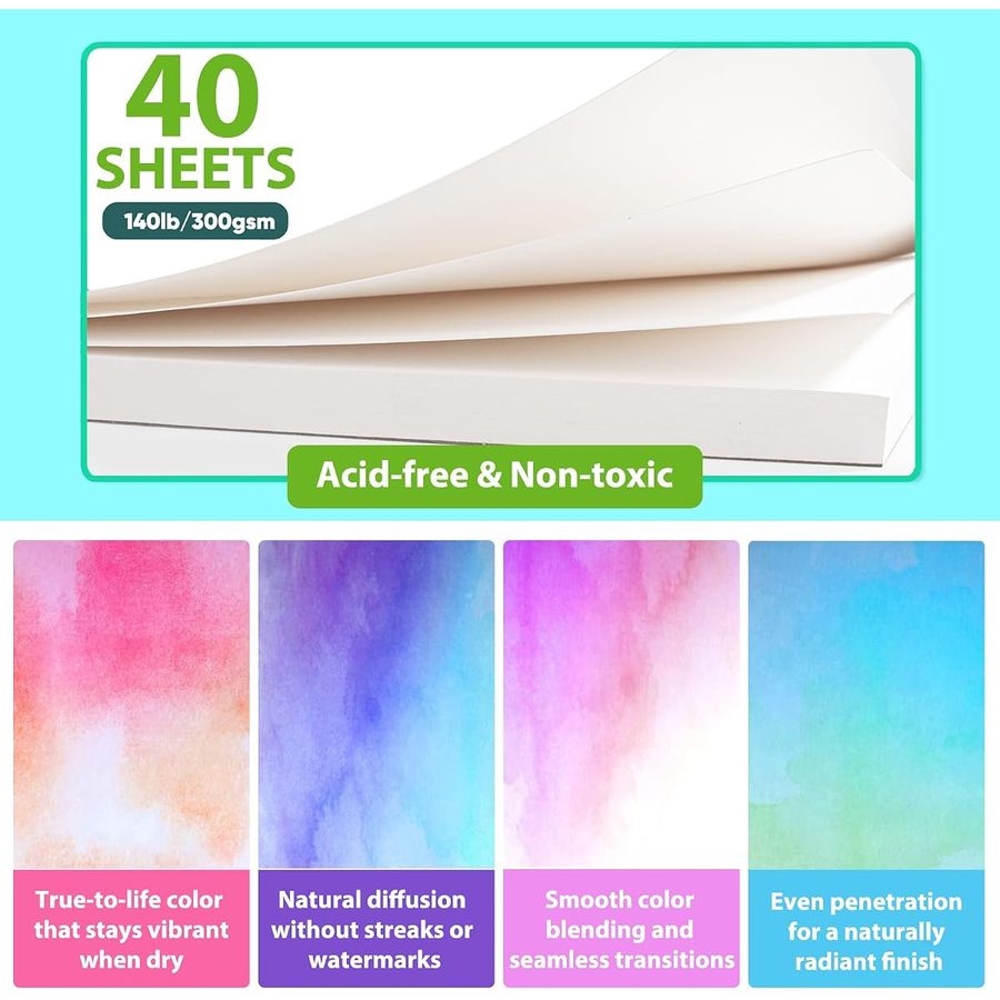 Soucolor 9x12 in Watercolor Pad, 140 lb Cold Press, 40 Sheets — view 4