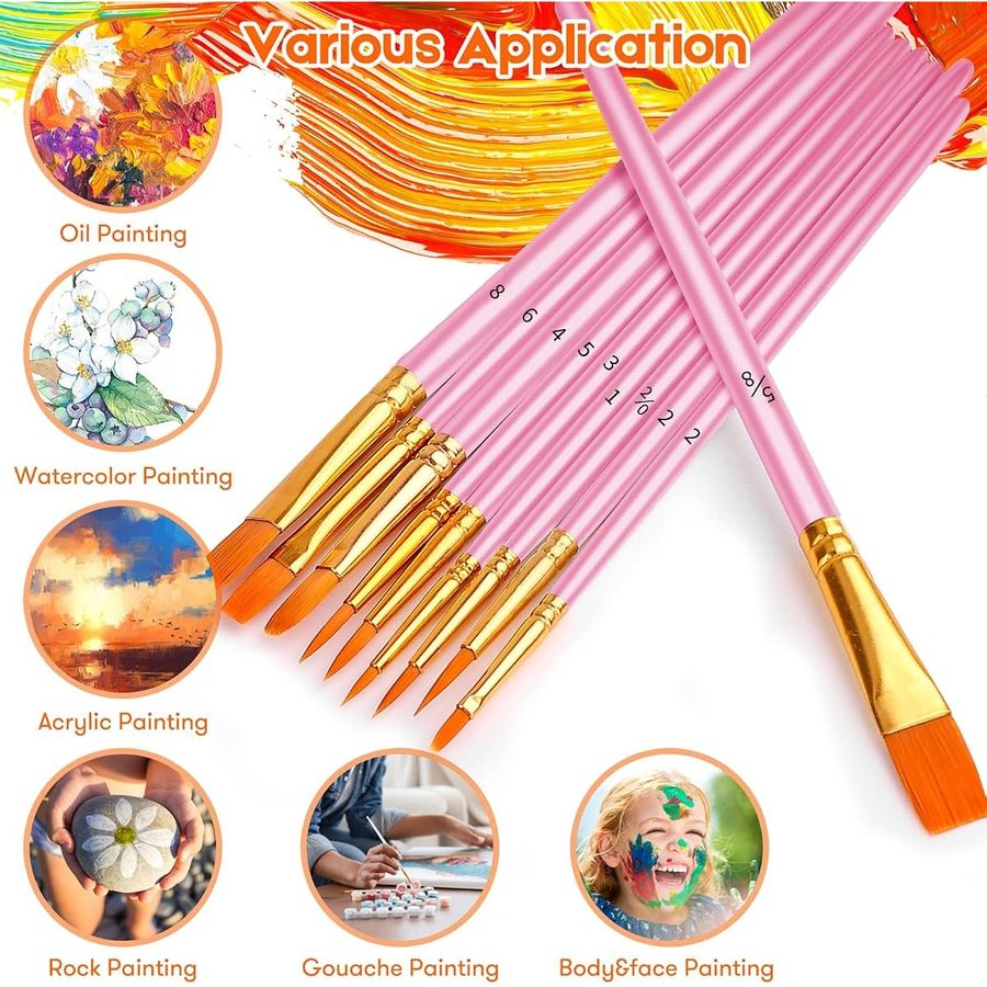 Soucolor Acrylic Paint Brush Set, 24 Brushes in 12 Sizes, 2-Pack — view 4