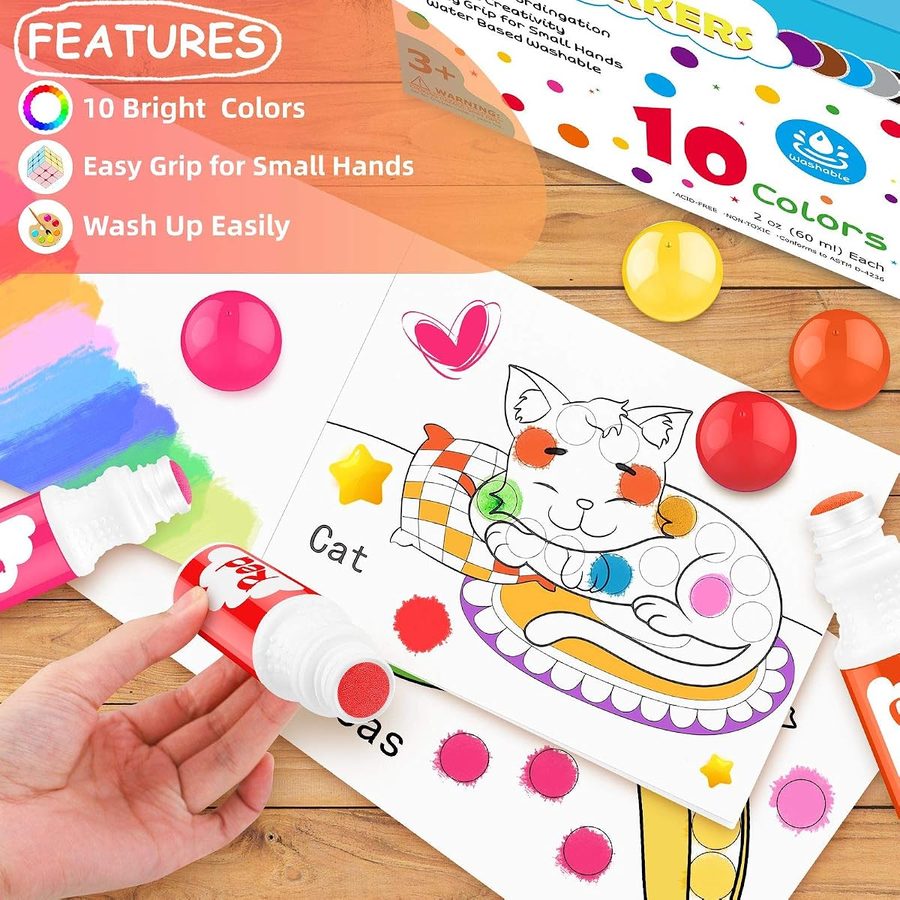 Soucolor Washable Dot Markers, 10 Colors with 48-Page Book — view 4