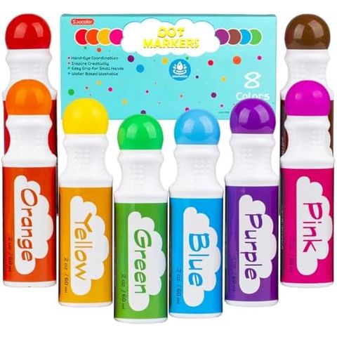 Soucolor Washable Dot Markers for Toddlers, 8 Colors