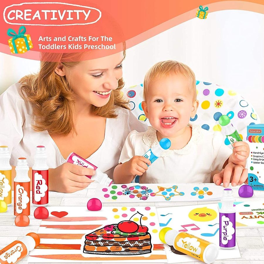 Soucolor Washable Dot Markers for Toddlers, 8 Colors — view 4